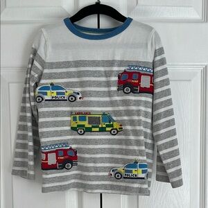 Mini Biden Striped Kids Shirt with Emergency Vehicle Design 4-5Y